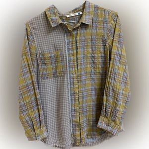 Given Kale Women's Mixed-Plaid Long-Sleeved Boyfriend Shirt